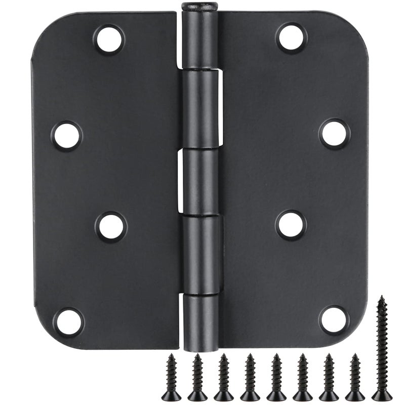 TDCHINGES 18 Pack Black Door Hinges 4 Inch x4 Rounded Heavy Duty Exterior Door Hinges Black Matte Black Hinges for Interior Doors,Front/Entry/Hinged/Steel/Barn-Style/Inside/Outside Door Hardware Hinge 8 Holes - Image 1